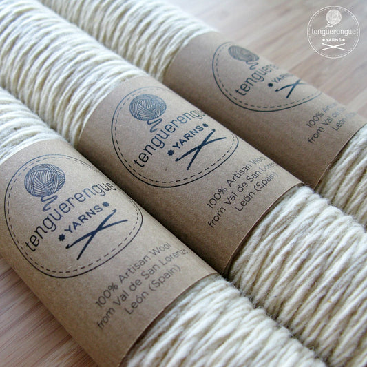 Artisan undyed wool. Natural white