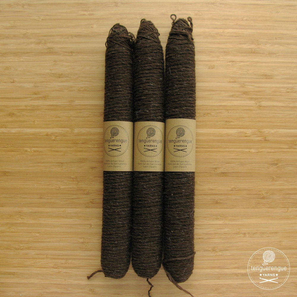 Artisan undyed wool. Natural dark brown