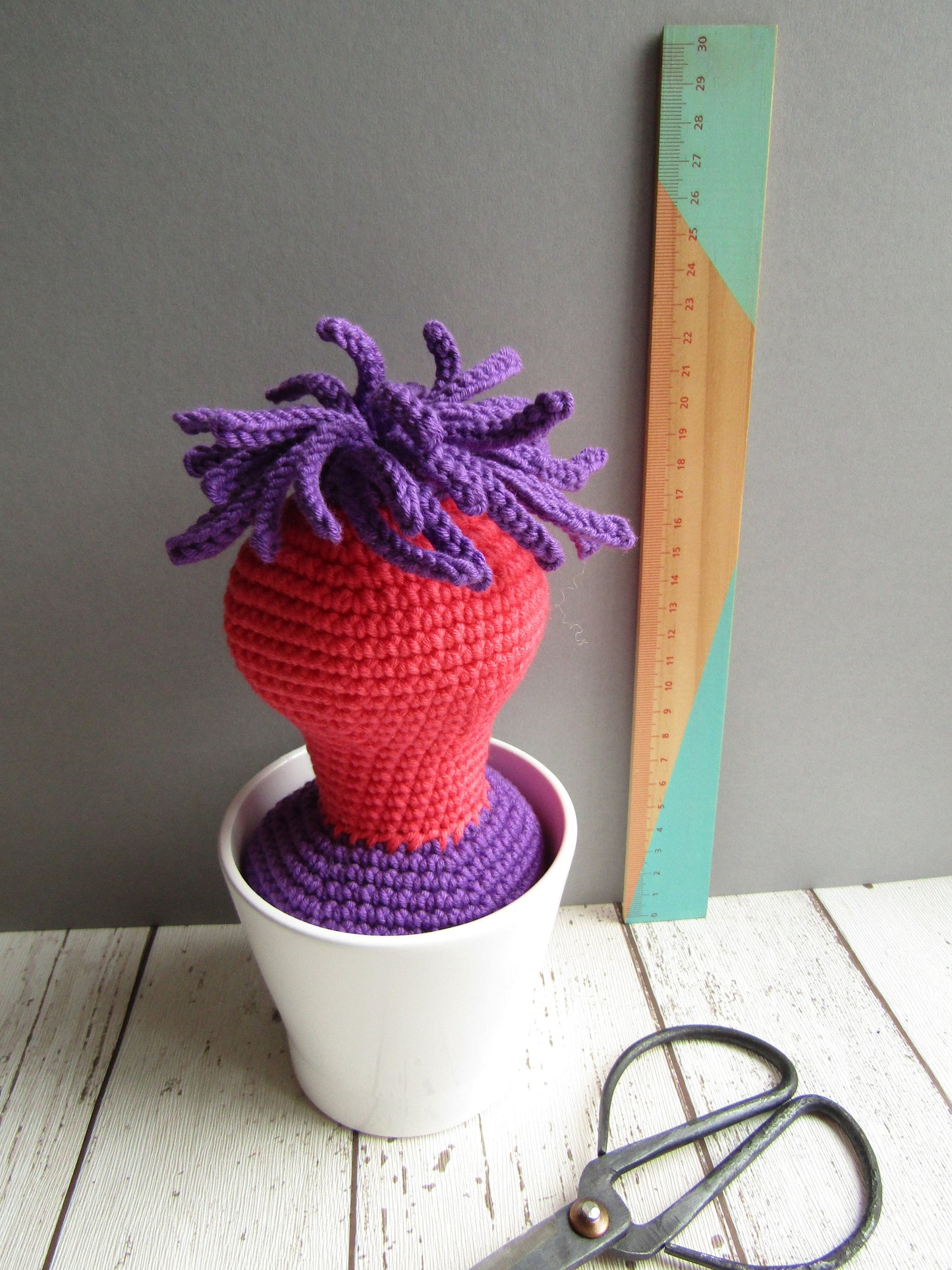 Crocheted quirky anemone with pot