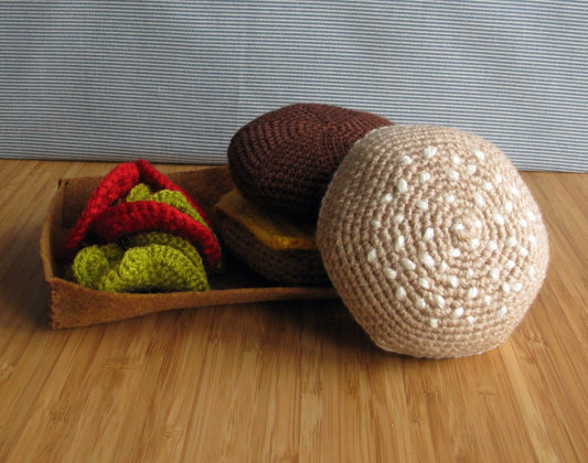 Cheese burger + salad crochet amigurumi
