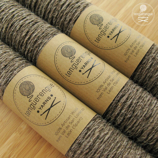 Artisan undyed wool. Natural soft brown