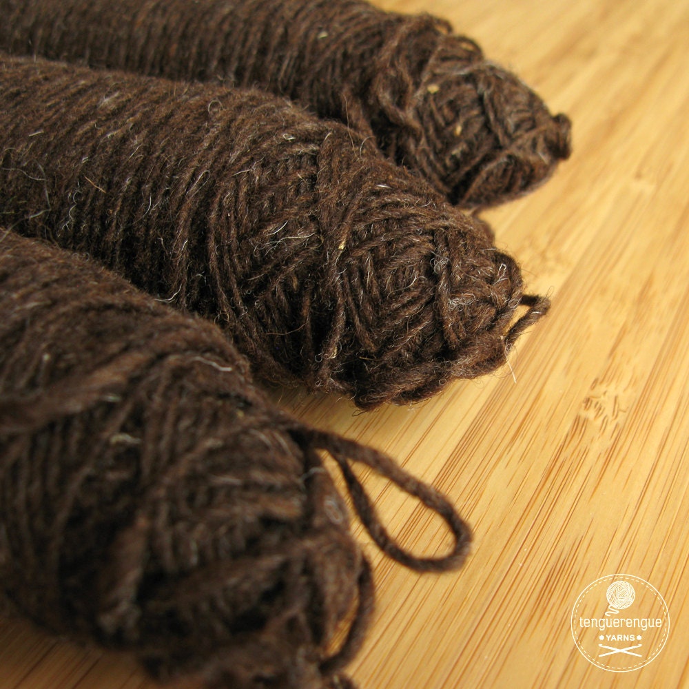 Artisan undyed wool. Natural dark brown