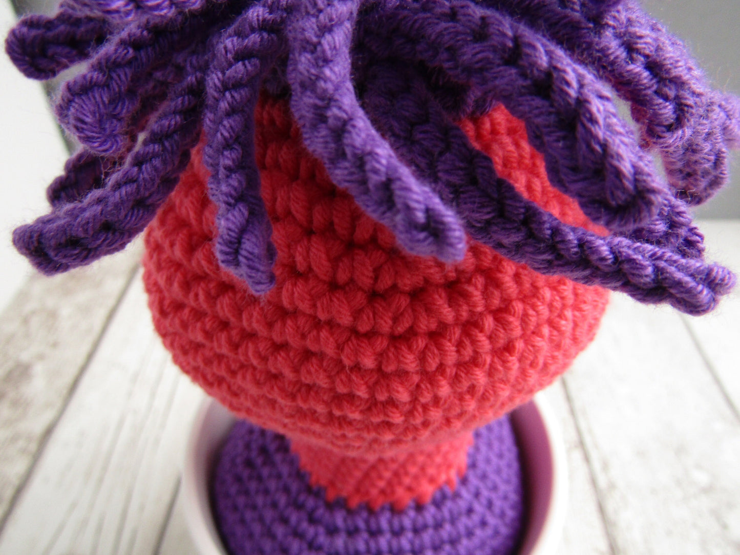 Crocheted quirky anemone with pot